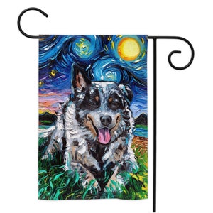 Australian Cattle Dog Starry Night Yard Flags Double Sided Printing Art By Aja Outdoor Decor Lawn Garden Decoration