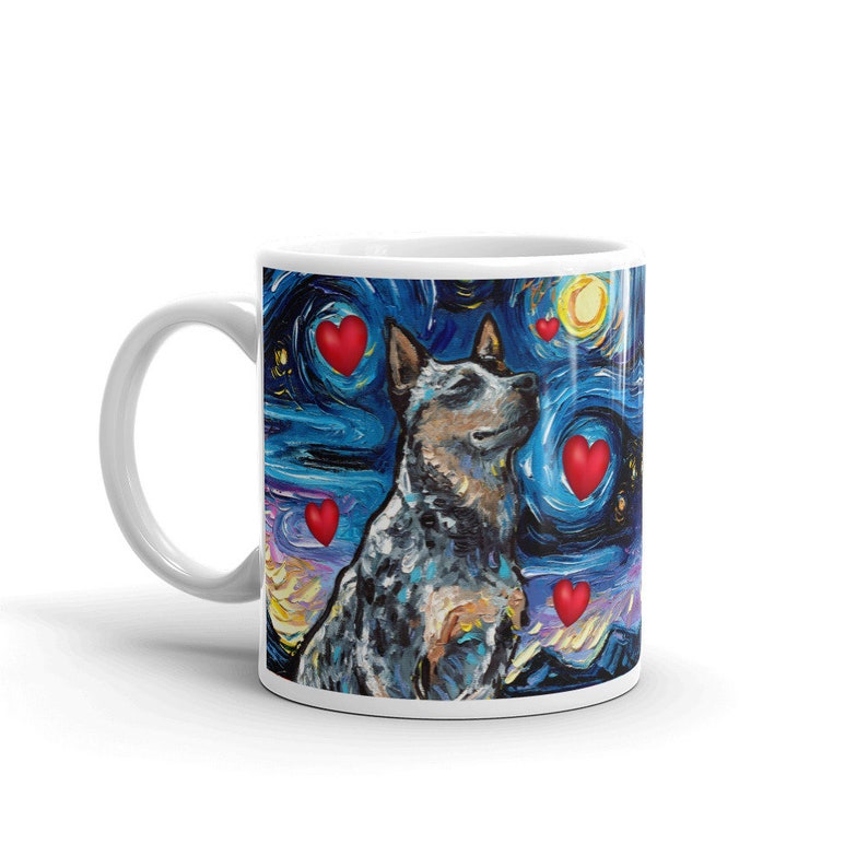 Blue Heeler Valentine Starry Night Coffee Mug Dog Lover Art by - Etsy