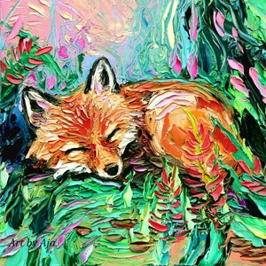 Baby Fox Art Print, Spring Flowers, Woodland Nursery Decor