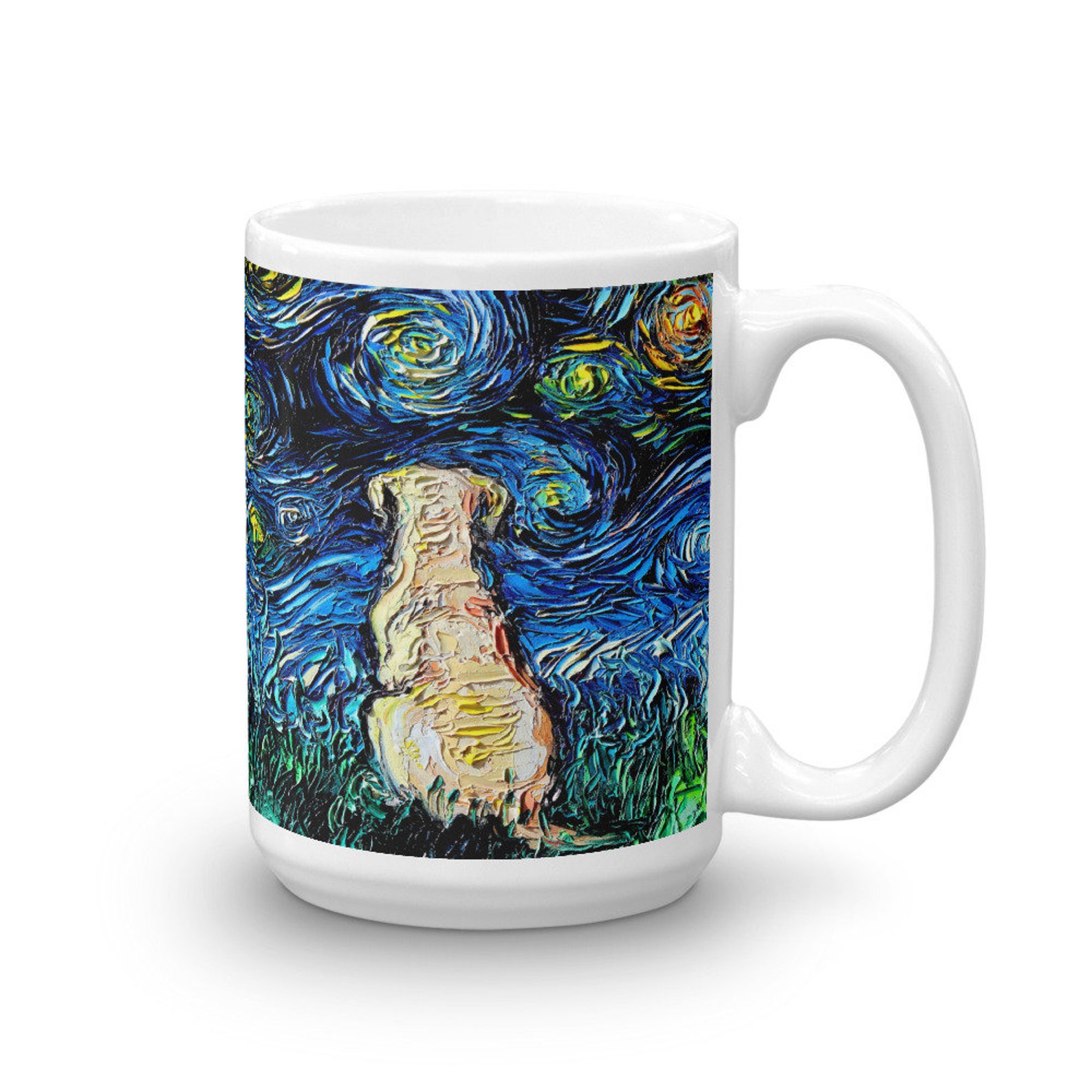 Yellow Labrador Coffee Mug Dog Lover Starry Night Art by Aja - Etsy