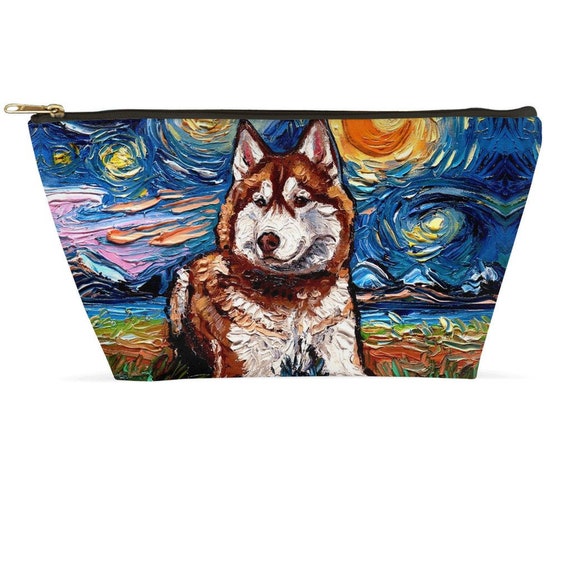 Red and White Husky Dog Starry Night Art Accessory Pouch With Tbottom Stand up Travel Makeup Bag Choose Size Etsy Canada