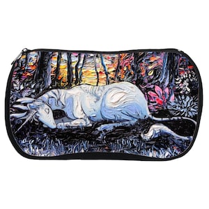 Cosmetic Bag  Sleeping Unicorn Neoprene Rubber Makeup Pouch Travel Bag Fantasy Art By Aja Accessory Pouch Small Purse
