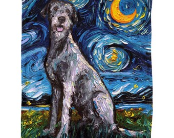 Irish Wolfhound Starry Night Dog 60x50 Inch Fleece Throw Blanket Art By Aja Home Decor Soft Housewares Free Us Shipping