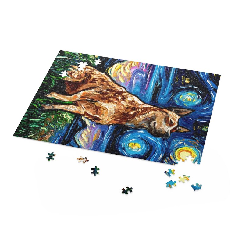 Puzzle Red Heeler Starry Night Cattle Dog 252 or 500 Piece - Etsy