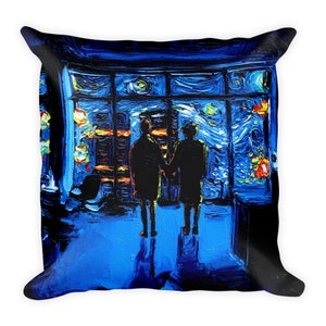 Fight Club Parody Art Throw Pillow Starry Night print van Gogh Never Watched The World Burn by Aja 16x16 inches stuffed