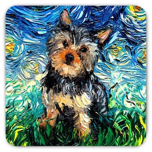 Magnet - Yorkie Yorkshire Terrier Starry Night Dog Art Animal Refrigerator Magnet 3x3 Or 4x6 Inch Sizes Choose Pet Art