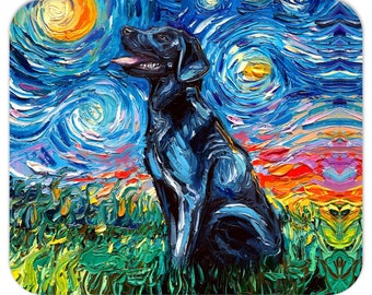 Mousepad - Black Labrador Starry Night Dog Computer Desk Accessories Home Office Decor Mouse Pad 7.75x9.25 Inches