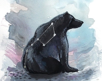 Ursa Major - bear big dipper print of original watercolor illustration 20x30 inches