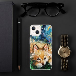 Pomeranian Night iPhone Case Dog Lover Phone Protector Starry Night Art by Aja