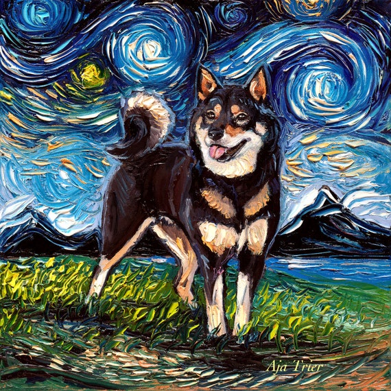 Shiba Inu Outdoor Garden Sign Hand Painted Figure Black//Tan