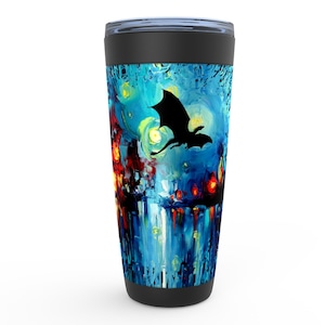 Flying Dragon Silhouette Fantasy Art Viking Tumbler Insulated Stainless Steel Drinkware By Aja home goods coffee mug