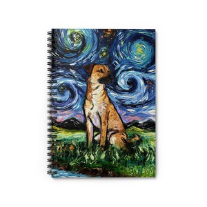 Starry Night Dog Spiral Notebook, Ruled Line Journal