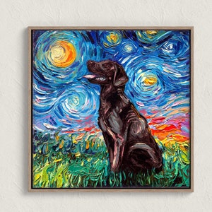 Chocolate Labrador Starry Night Art Print Impressionist Wall Art Dog Lover Gift Idea Pet Mom Print Gallery Wall Art Brown Lab Home Decor