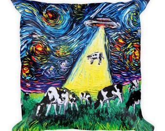 18x18 Random Galaxy UFO Donuts Abduction Funny Throw Pillow Multicolor 18x18 Random Galaxy UFO Donuts Abduction Funny Throw Pillow Multicolor