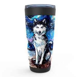 Siberian Husky Starry Night Dog Viking Tumbler Insulated Stainless Steel Drinkware Art By Aja Travel Mug image 4