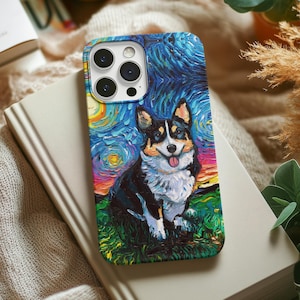 Corgi Phone Case Tri Color Pembroke Welsh Corgi iPhone Case Starry Night Dog Samsung Phone Case Dog Lover Gift Tough Phone Protector