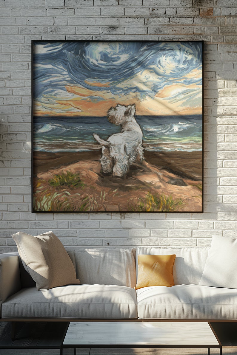 West Highland Terrier Beach Art Print Impressionist Dog Westie Wall Art ...