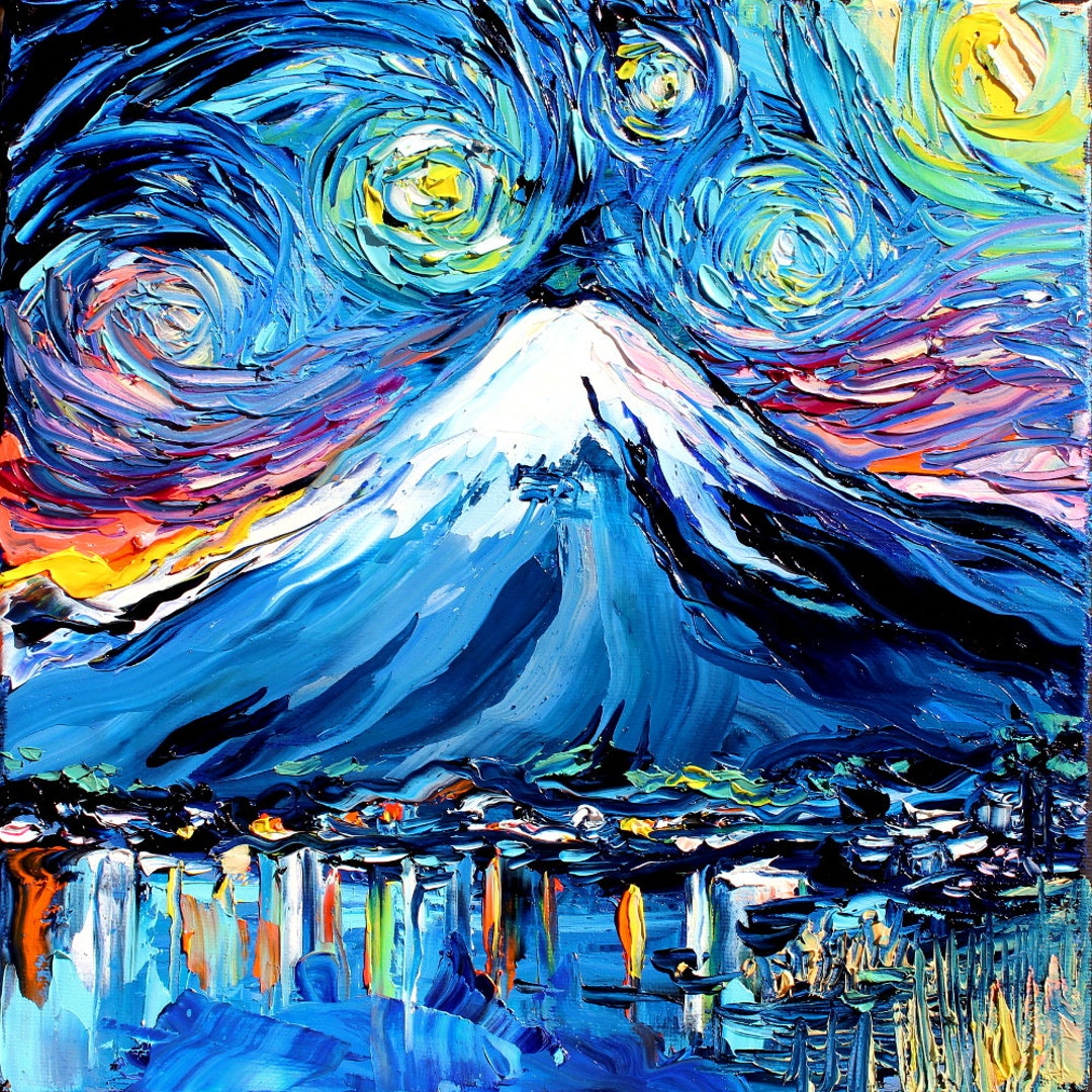 Van Gogh Never Saw Mount Fuji Art Giclee Print Reproduction by Aja