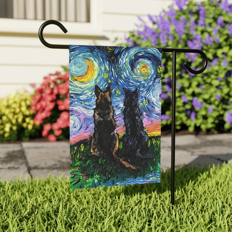 German Shepherd Starry Night Outdoor Garden Flag image 5