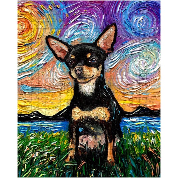 Premium Puzzle Tan Chihuahua Starry Night Dog 110, 252, or 500