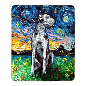 Merle Great Dane Starry Night Dog Fleece Sherpa Blankets Comfy Warm Throw Blanket Home Goods Decor Art By Aja
