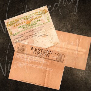 Western Union Telegram Antique Junk Journal, Éphémères religieux, Collage, Coupe difficile, Artisanat imprimable image 10