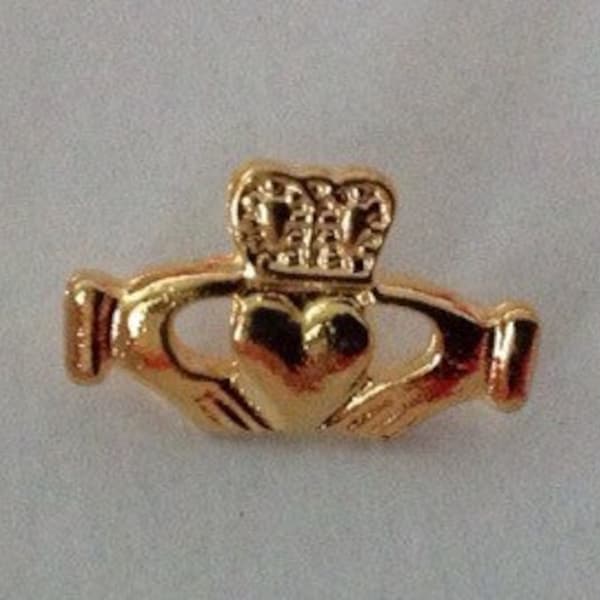 Vintage oldstock irish celtic  claddagh goldtone clutch lapel pin