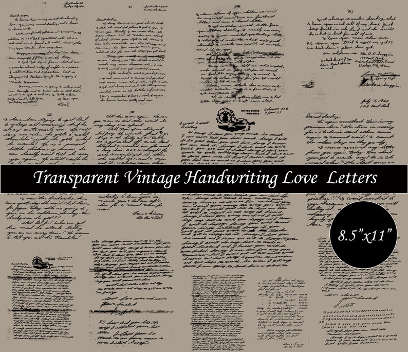 14 Digital Vintage Script Love Letters, Antique Junk Journal, Handwriting, Ephemera, Old Letters, Collage, Fussy Cut, Printable Craft image 3