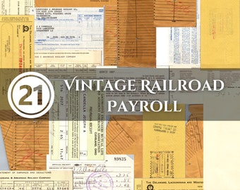 Payroll Railroad cards  envelope handwriting  Printable Envelopes Digital Ephemera Instant Download