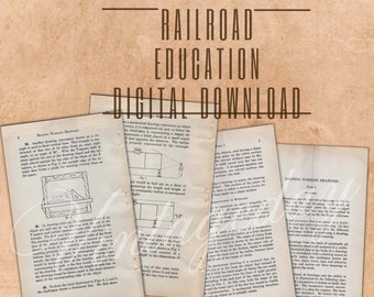 1929 Train Learning Ephemera: Páginas para escribir, dibujar y leer - Descarga digital instantánea