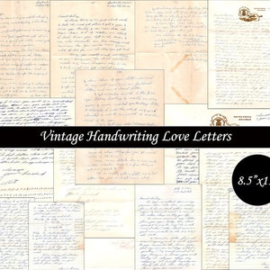 14 Digital Vintage Script Love Letters, Antique Junk Journal, Handwriting, Ephemera, Old Letters, Collage, Fussy Cut, Printable Craft image 1