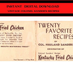 20 favorite recipes of Col Harland Sanders originator of Kentucky Fried Chicken Instant Download image 3