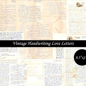 14 Digital Vintage Script Love Letters, Antique Junk Journal, Handwriting, Ephemera, Old Letters, Collage, Fussy Cut, Printable Craft image 6