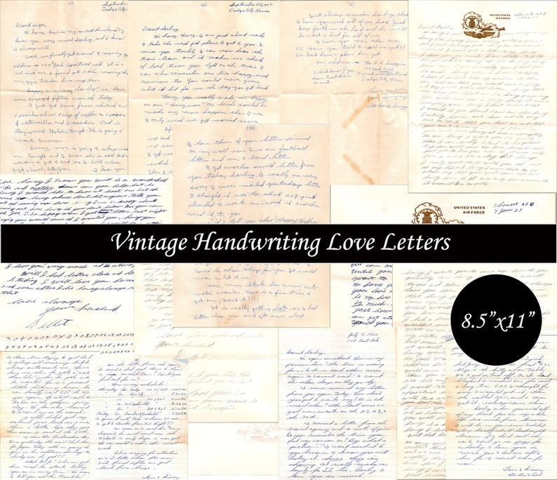 14 Digital Vintage Script Love Letters, Antique Junk Journal, Handwriting, Ephemera, Old Letters, Collage, Fussy Cut, Printable Craft image 6