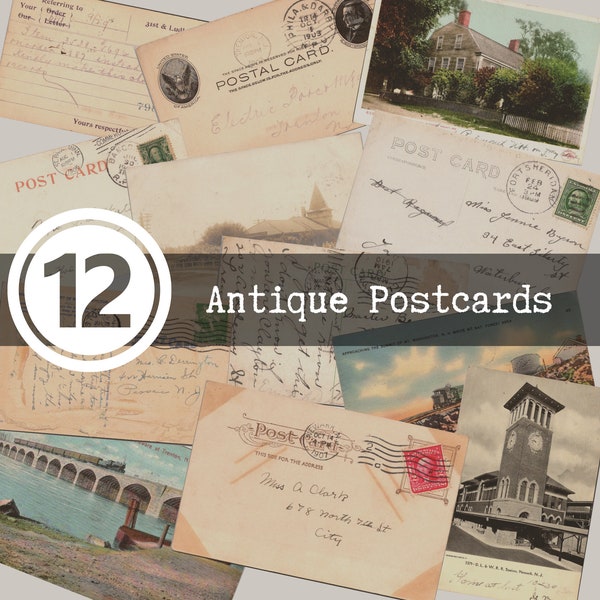 Railroad Covers Digital Printable  Vintage Handwritten Postcards from USA, New Jersey  with Postage, Instant Download Antique ephemera paper