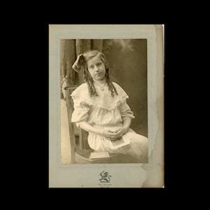 Vintage Cabinet Card Victorian Girl Banana Curl Sad Digital Download For Altered Art image 1