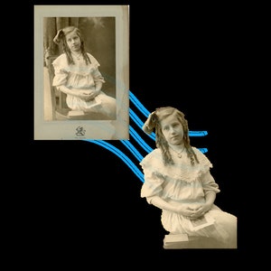 Vintage Cabinet Card Victorian Girl Banana Curl Sad Digital Download For Altered Art image 6