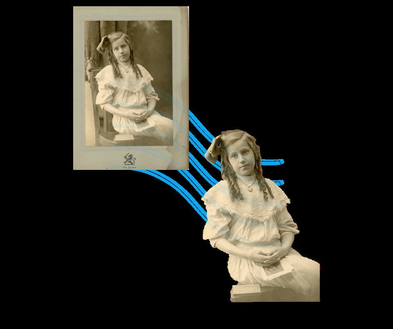 Vintage Cabinet Card Victorian Girl Banana Curl Sad Digital Download For Altered Art image 6