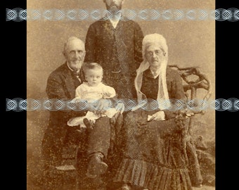 Vintage Cabinet Card  Victorian Family with Baby No Mom Digital Download For Altered  Art