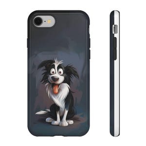 Border Collie Retro Cartoon Style Phone Case, iPhone, Samsung Galaxy, collie case, funny dog gift, border collie iphone phonecase