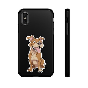 Funda para teléfono con calcomanía de Pitbull, estilo retro de dibujos animados, para iPhone, Samsung Galaxy, funda de Pitbull, regalo divertido para perro, funda con calcomanía de Pitbull para iPhone