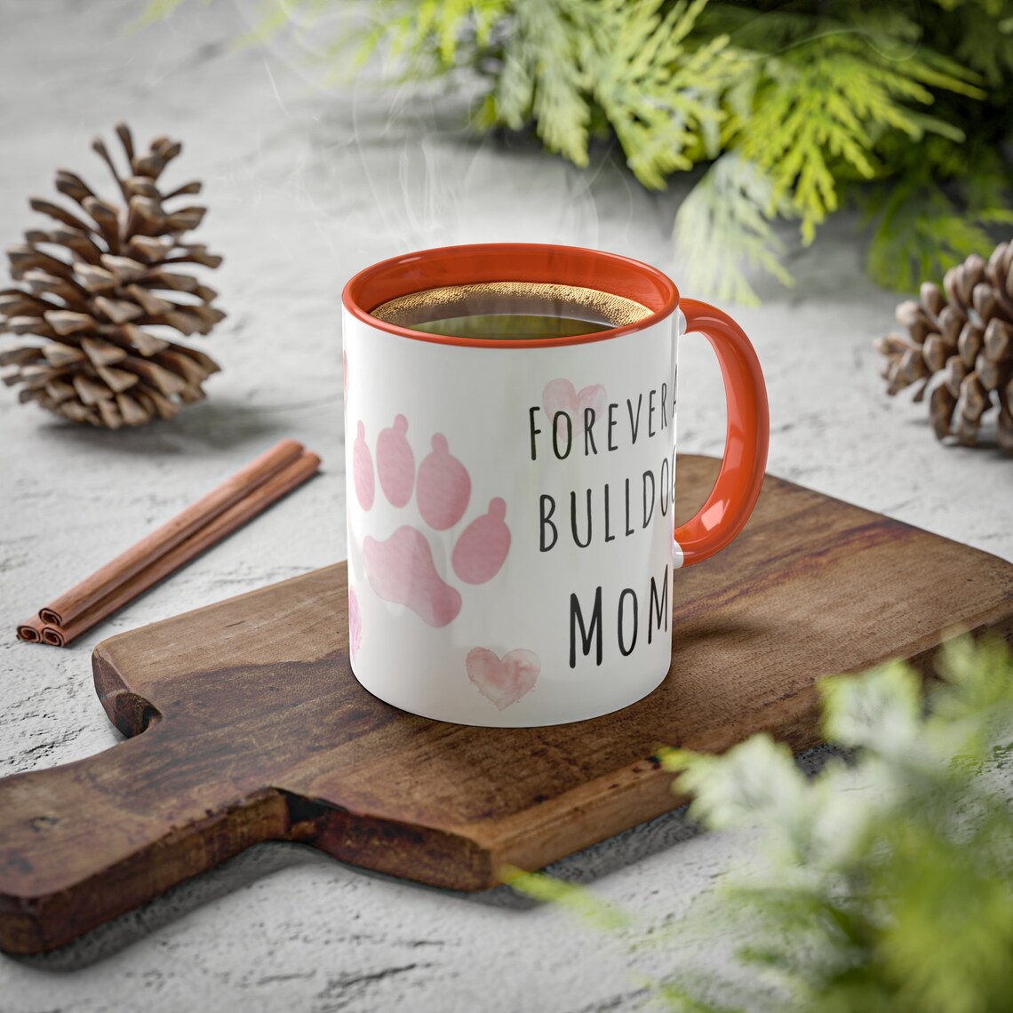 Forever a Bulldog Mom Mug, Bulldog Mug for Her, Black and White, Pet ...