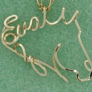 Mane Name, Horse Head Necklace in Wire Script, Any Name, Gold, Silver, Rose Gold, Equestrian, Barell Racer, Rodeo, Equine Gift, Horse Lover image 3