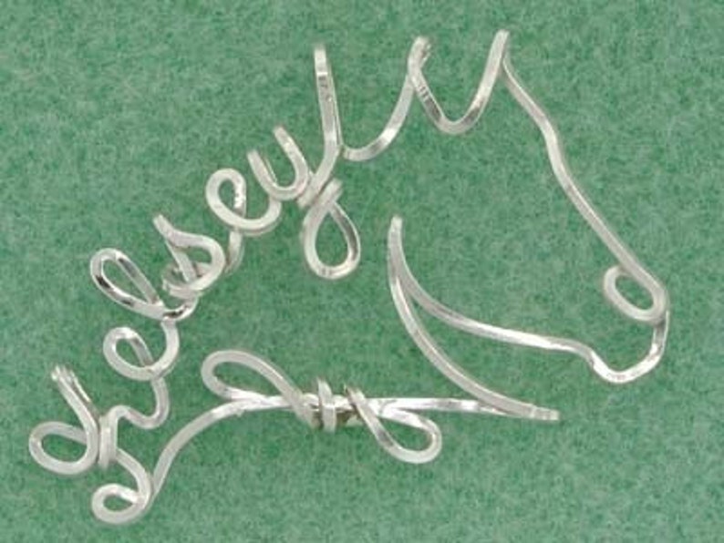 Mane Name, Horse Head Necklace in Wire Script, Any Name, Gold, Silver, Rose Gold, Equestrian, Barell Racer, Rodeo, Equine Gift, Horse Lover image 4