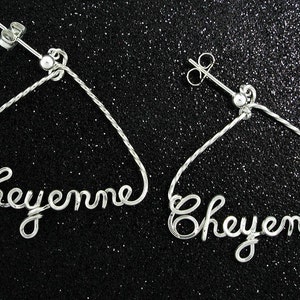 Personalized Triangle Name Earrings in Gold or Sterling Silver Wire Script image 5