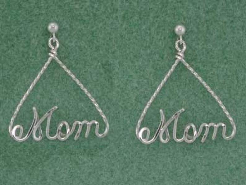 Personalized Triangle Name Earrings in Gold or Sterling Silver Wire Script image 4