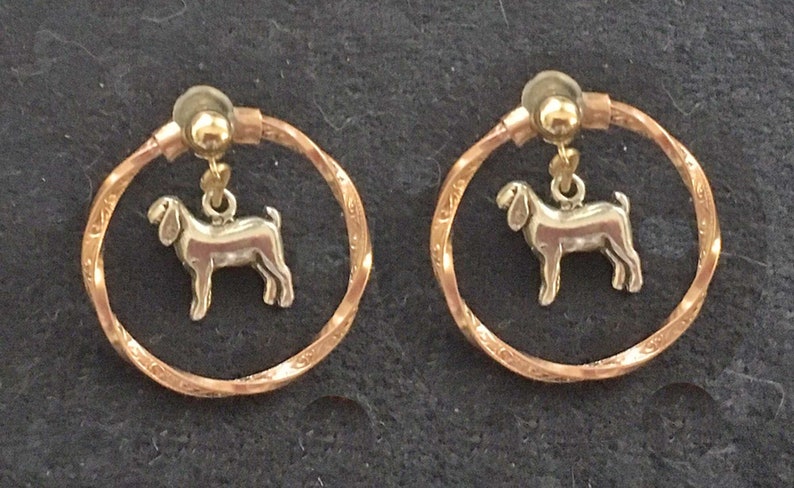 Stock Show Lamb Earrings Great Gift for FFA or 4 H Surrounded with a gold stamped circle Sterling Silver Available in all show amimals.