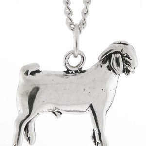 Stock Show Buck Goat Necklace in Sterling Silver - Free Sterling Silver Chain, 4-H, FFA