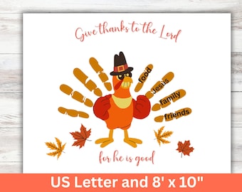 Thanksgiving Turkey Craft, Sunday School Thanksgiving Crafts, Thanksgiving Handprint Craft, Christian Handprint Craft, I am Thankful Craft