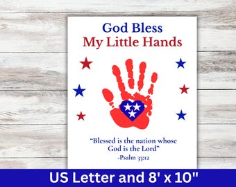 July 4th Handprint Craft, Christian Crafts Preschool, Sunday School Christian Crafts, Christianity Kid Craft, Independence Day Craft